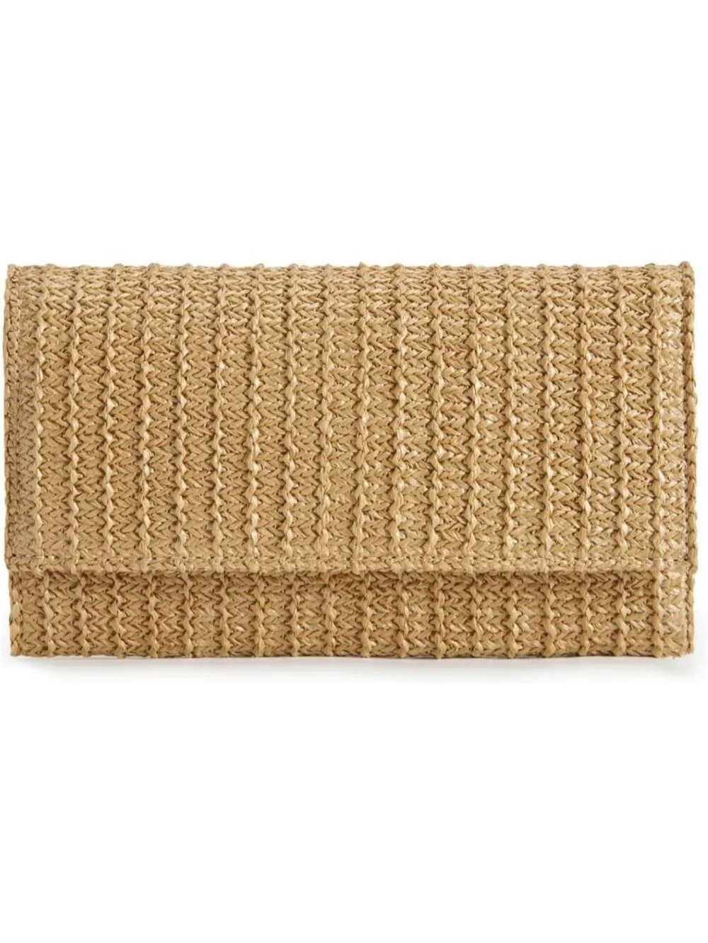 Women’s Khaki3 Straw Woven Clutch Purse Crossbody Evening Wedding Handbag